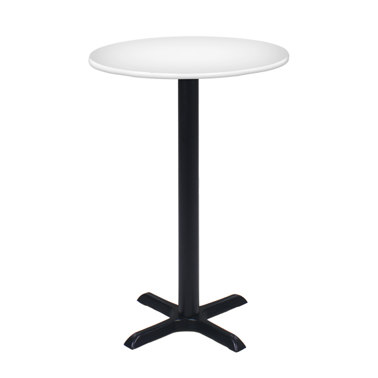 30″ Round Bar Table With Black Base - White